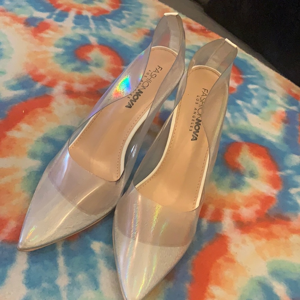 Fashion Nova Clear multicolor heels